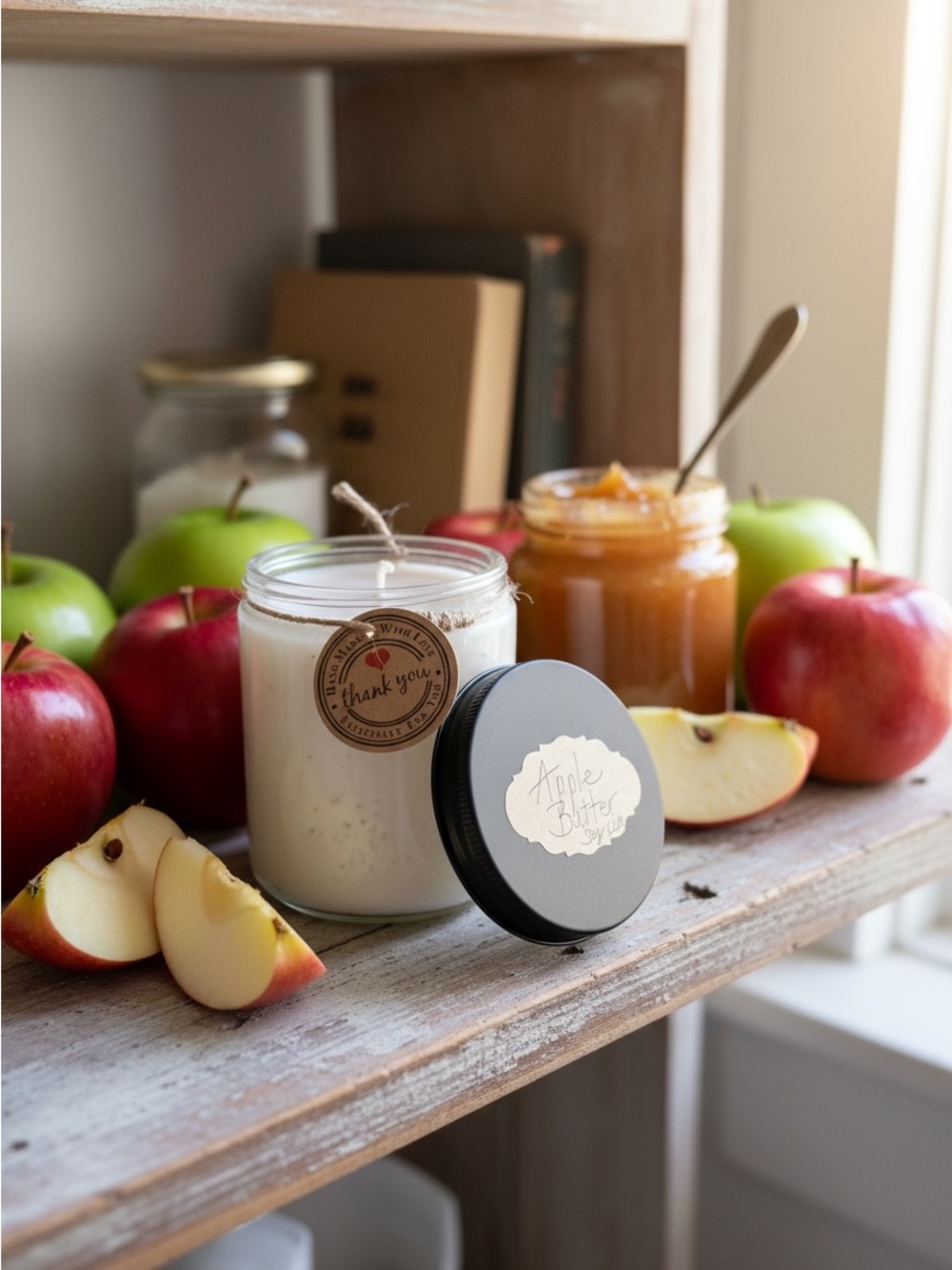 Handmade Apple Butter Scented 8 oz Soy Jar Candle